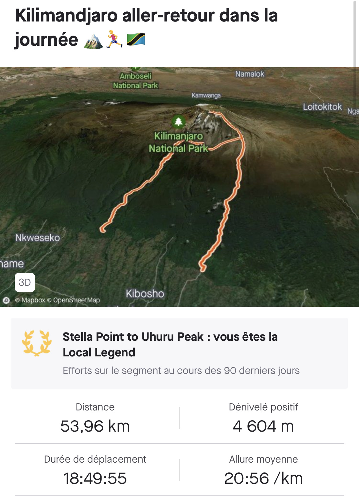 Défi Kilimandjaro aller-retour en 1 jour